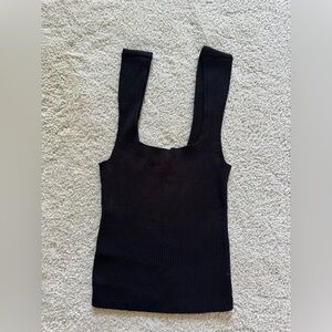 Black Ribbed Stretch Tank Top